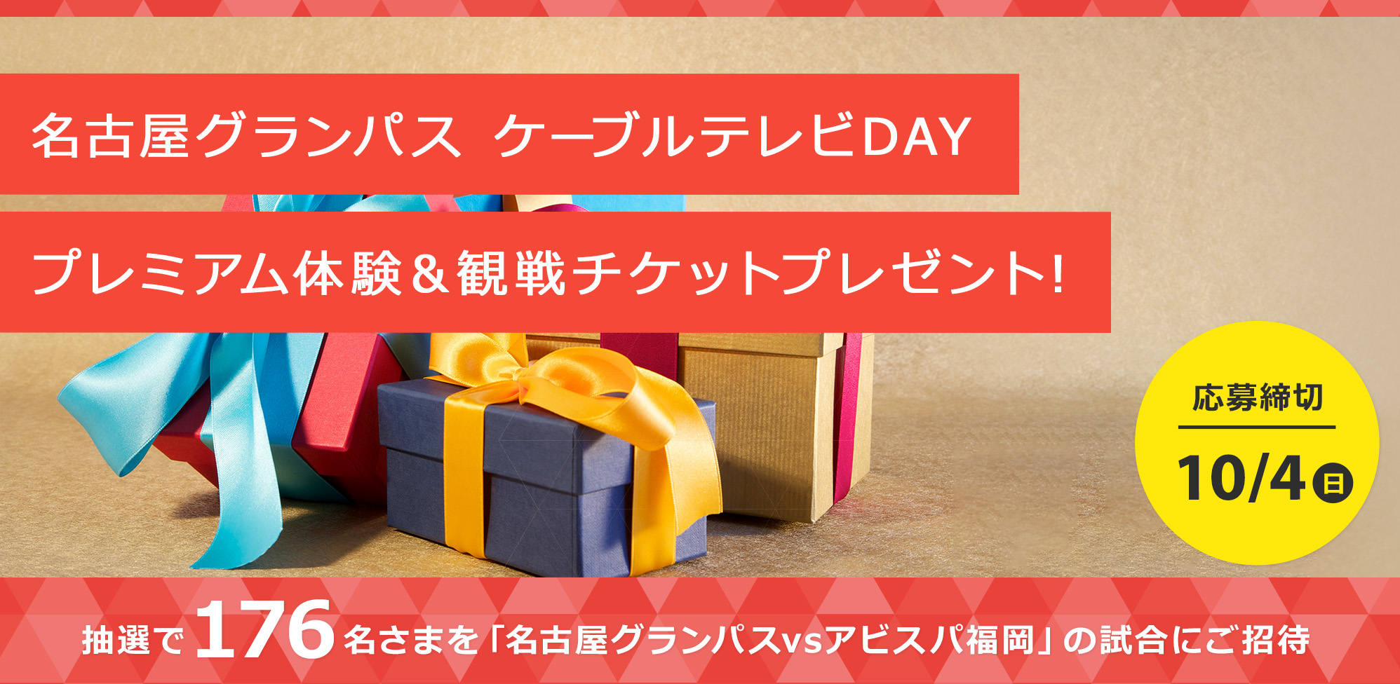 CNCI presents 名古屋グランパス ケーブルテレビDAY  プレミアム体験＆観戦チケットをプレゼント！