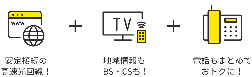 安定接続の高速光回線！地域情報もBS・CSも！電話もまとめておトクに！