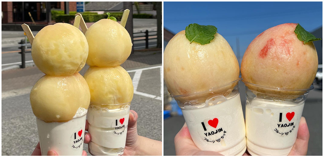 八百甚:丸ごと桃ソフト2段と3弾